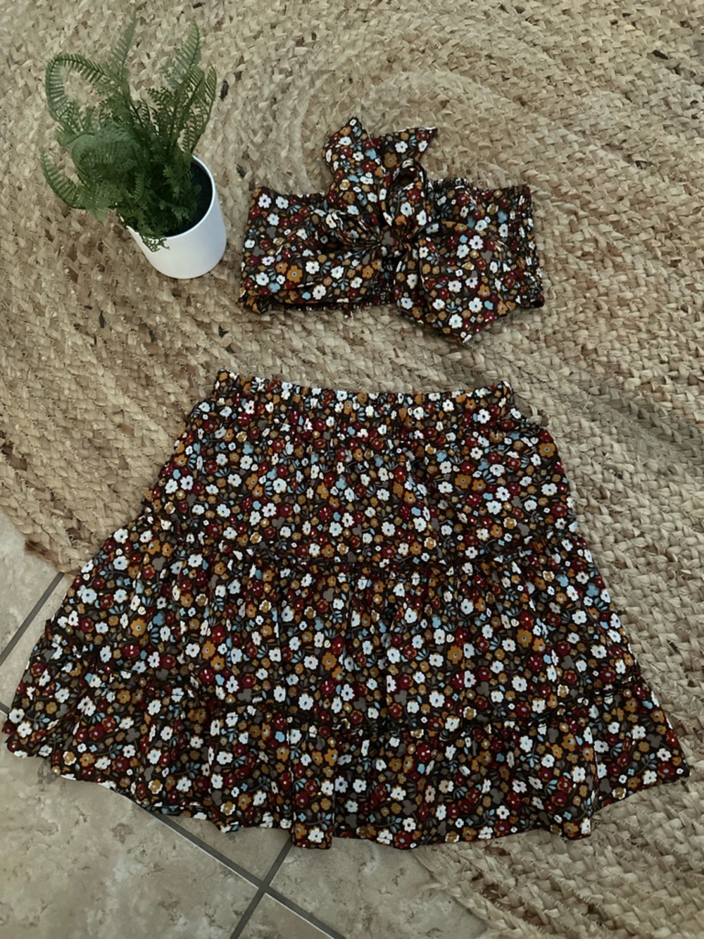 FLORAL TOP AND SKIRT SET